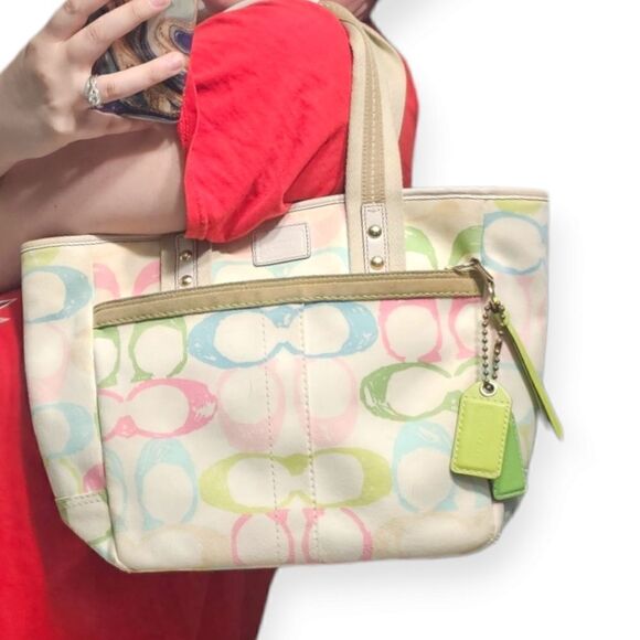 Coach Pastel Hampton Signature Scribble Shoulder Bag (Style No. 247) - Picture 12 of 14